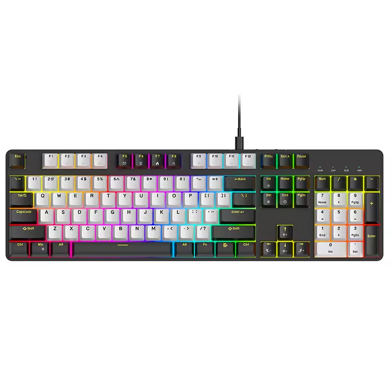 107 Keys Aluminum Mechanical Keyboard with Knob Rainbow Backlit Anti-Ghosting